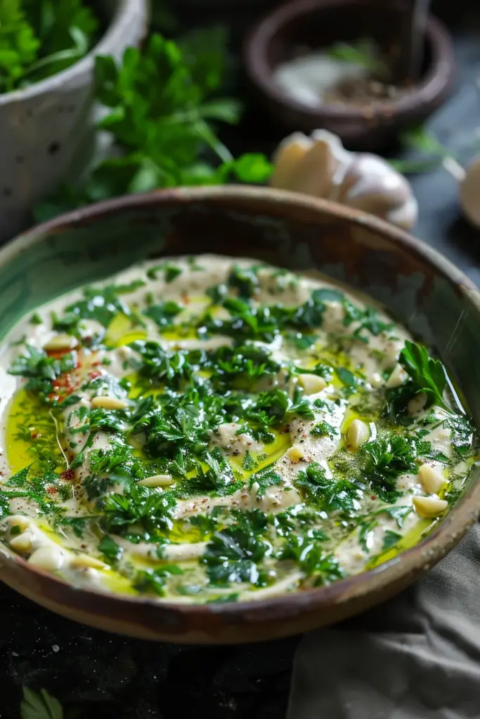 Salsa Cremosa de Ajo y Perejil Estilo Mediterráneo: ¡El Toque Perfecto para tus Platos!