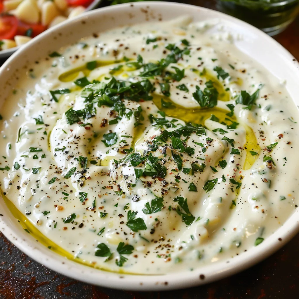 Salsa Cremosa de Ajo y Perejil Estilo Mediterráneo