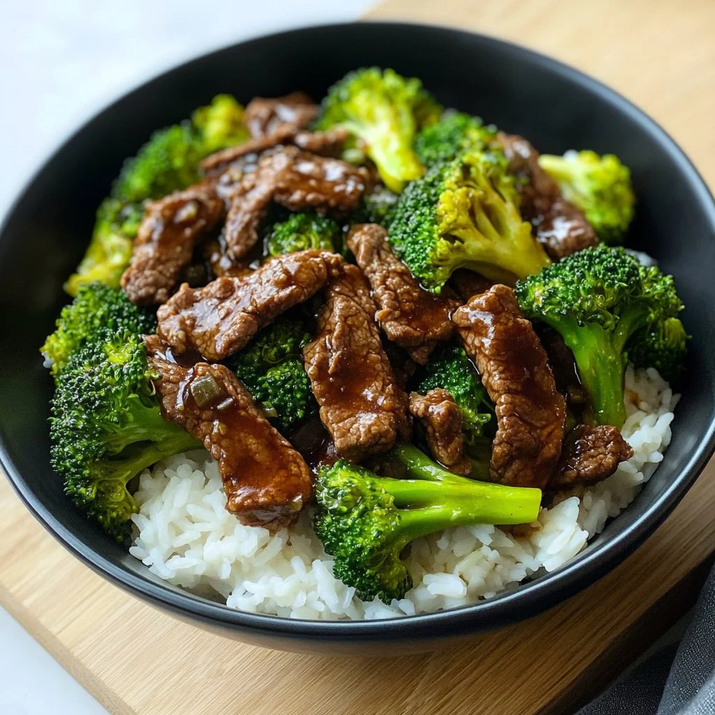 Plato de ternera y brócoli con salsa para salteado