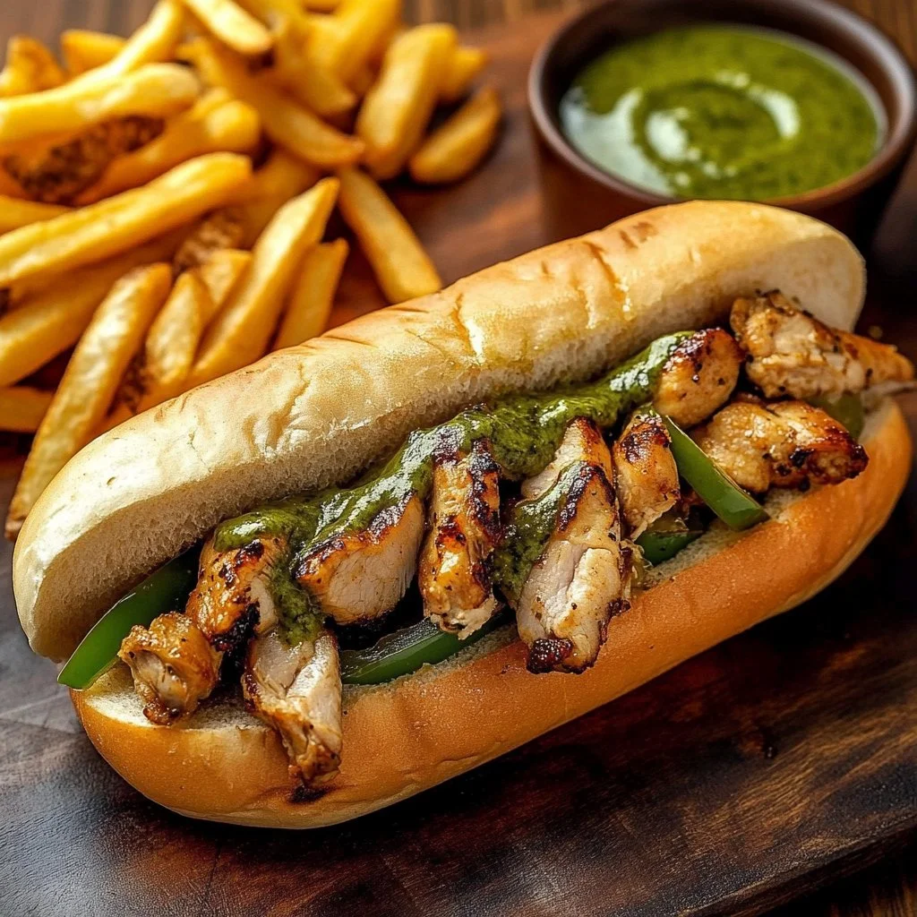 Sándwiches de pollo con queso derretido y frescas verduras.