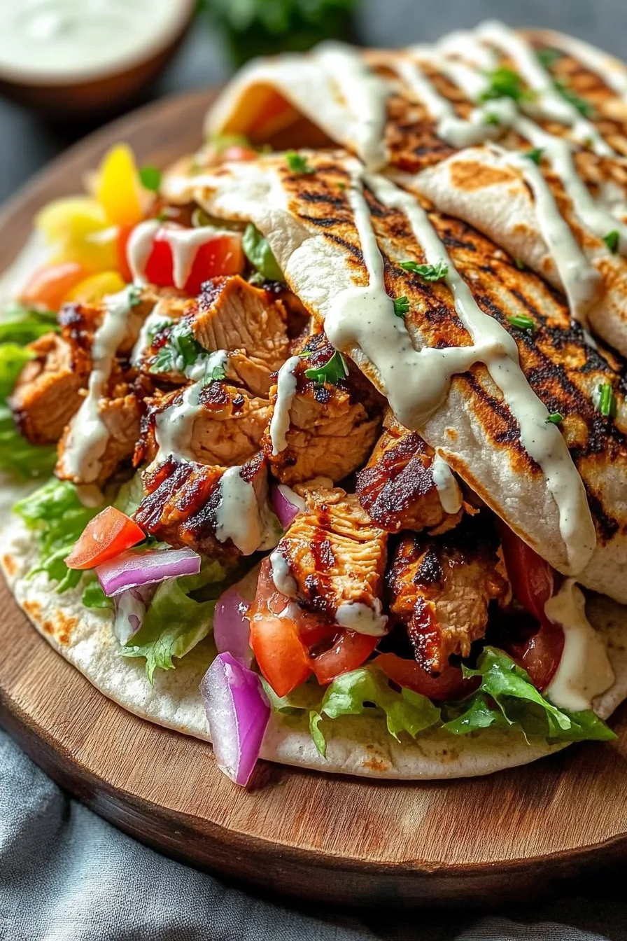 Shawarma de Pollo con Salsa de Ajo Cremosa