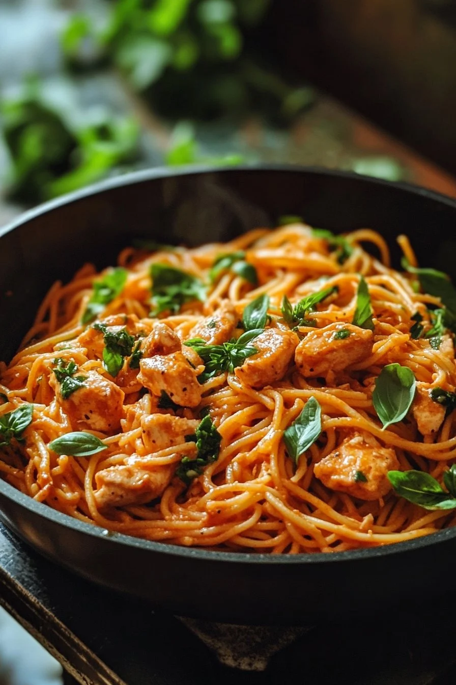 Spagueti de Pollo en una Sola Olla