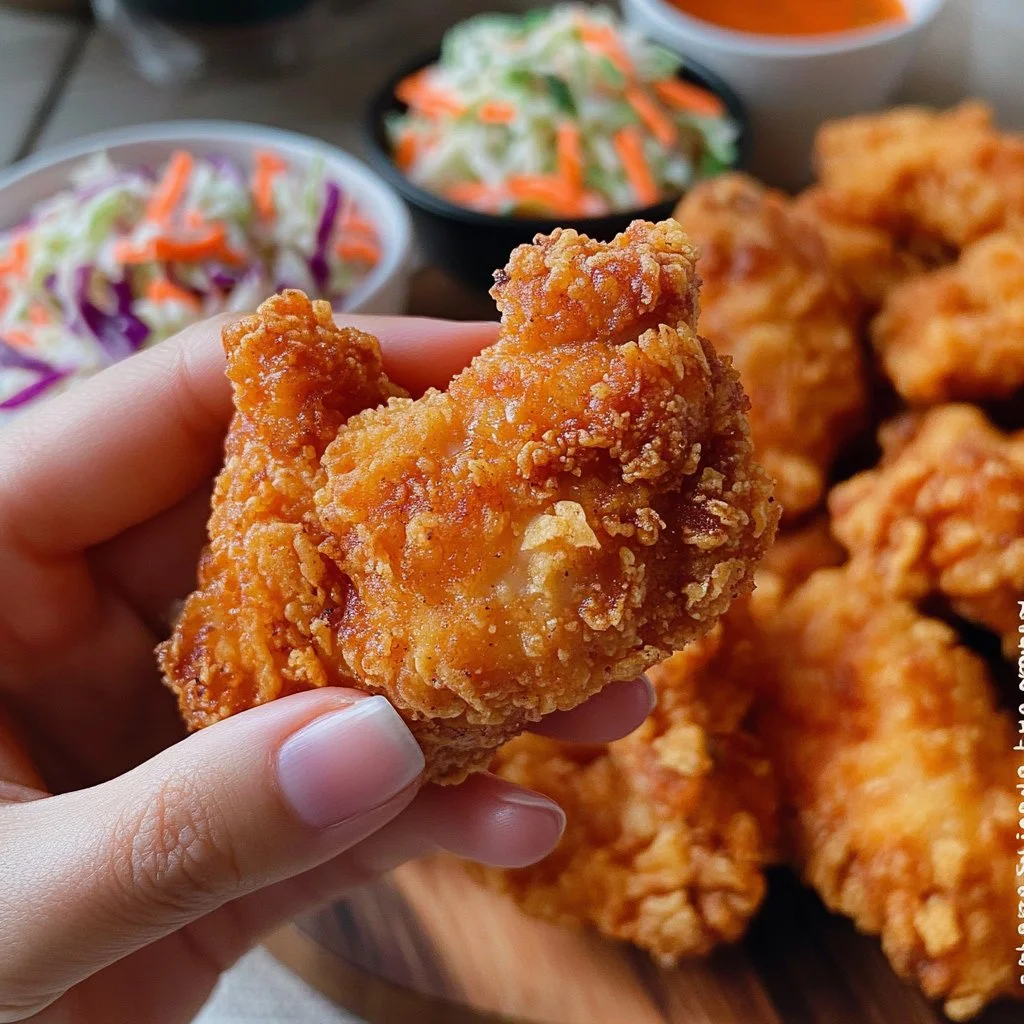 Tiras de pollo empanizadas con salsa barbecue en un plato