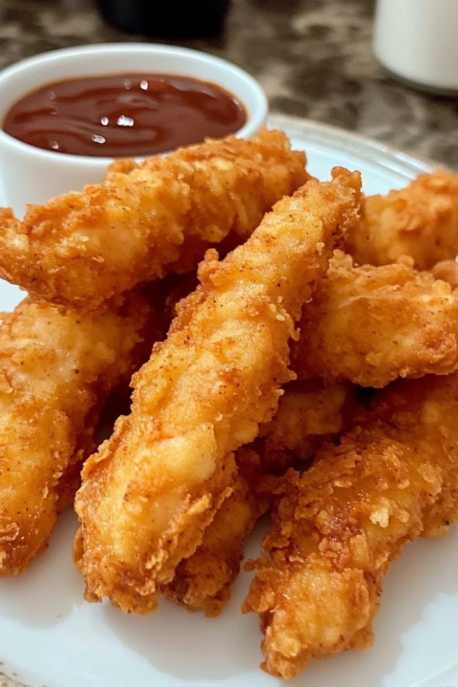 Tiras de Pollo Empanizadas con Salsa Barbecue