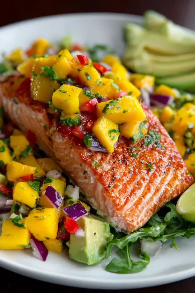 Salmón con ensalada de frutas