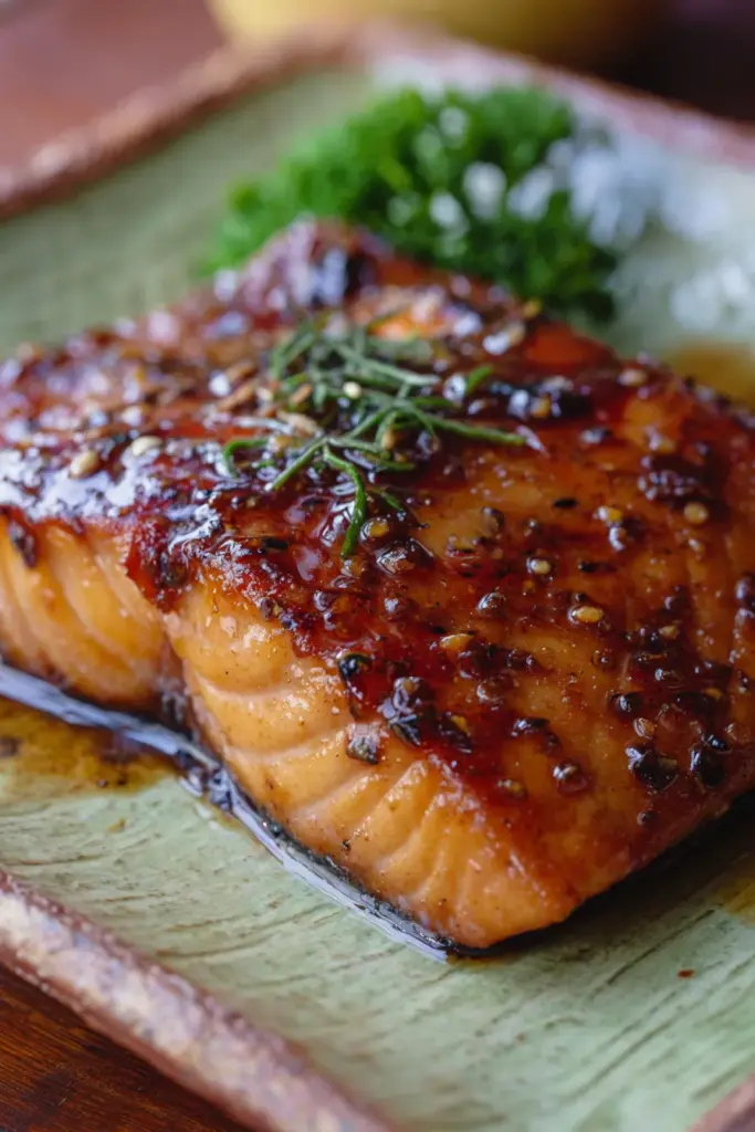 Salmón con miel y ajo