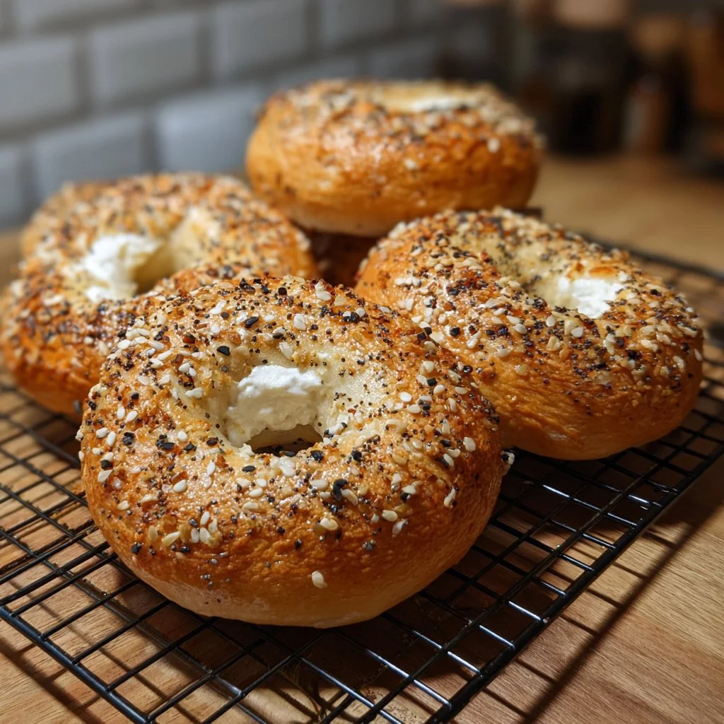 Bagels de yogur griego frescos y deliciosos en un plato