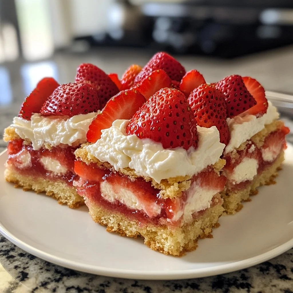 Barras de pastelito de fresa recién horneadas y decoradas