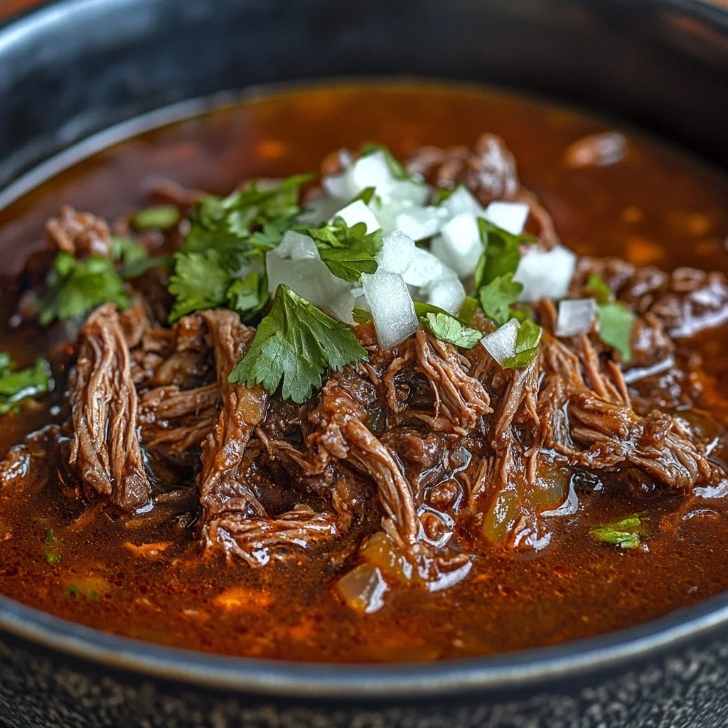 Plato de Birria de Res cocinado en Crockpot