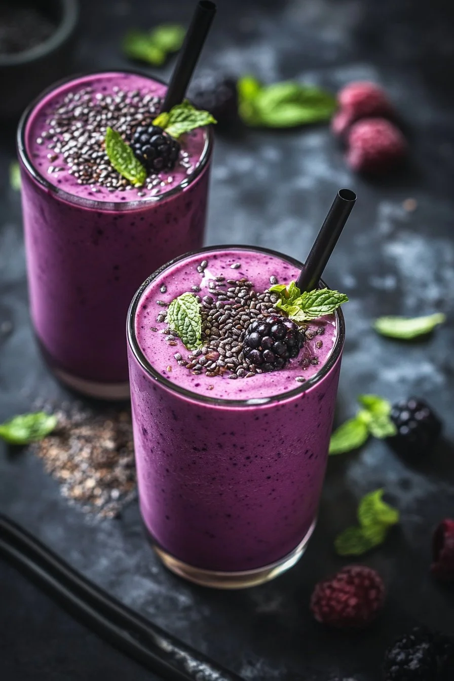 Blueberry Cacao Flaxseed Smoothie