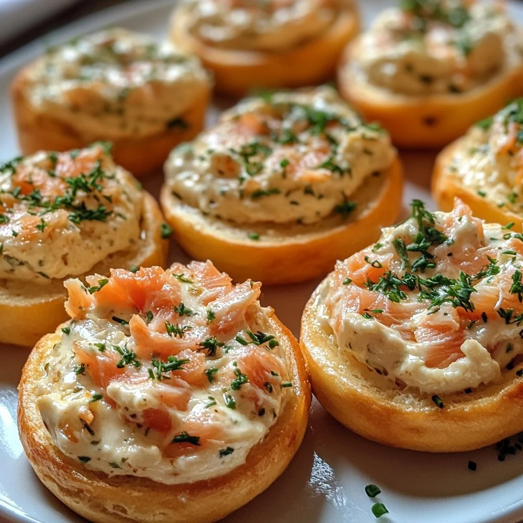 Bocaditos de dip de salmón ahumado en un plato decorativo