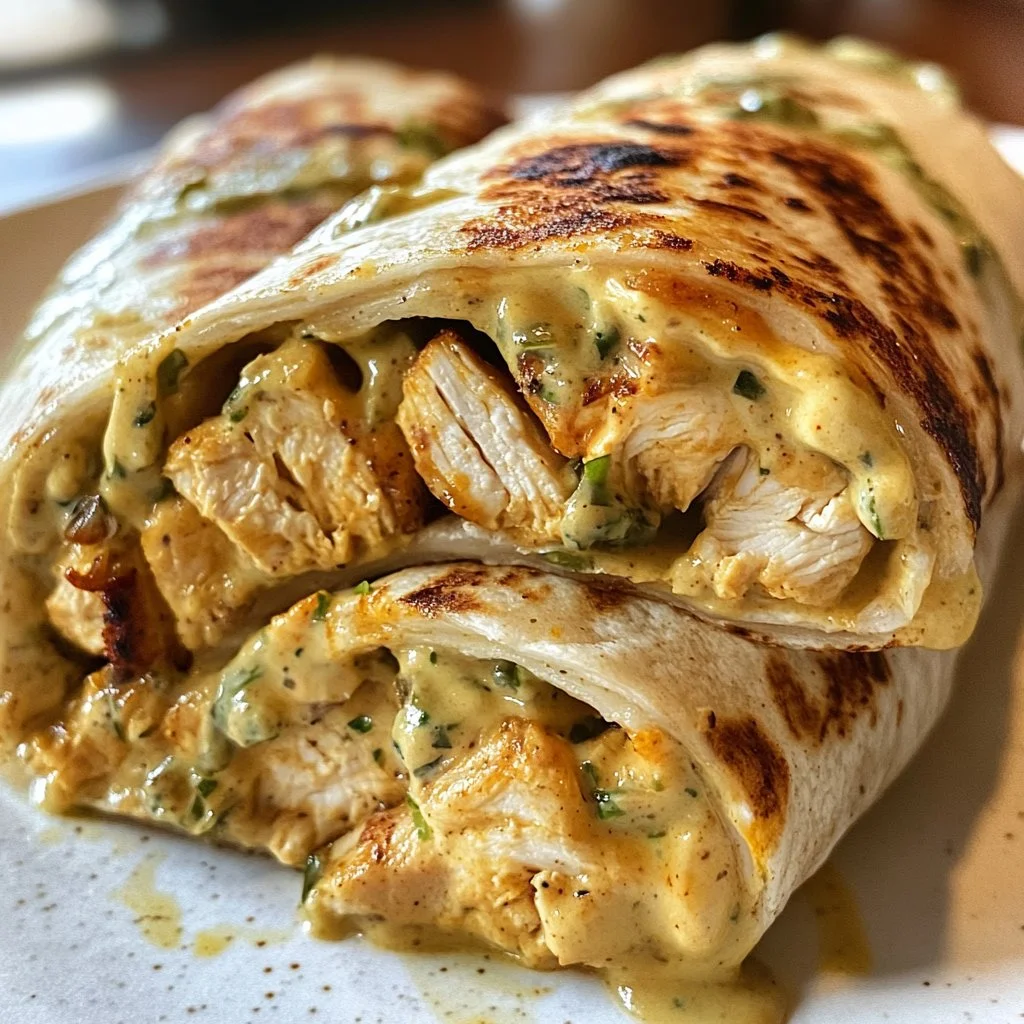 Burrito de Pollo a la Parrilla con Aderezo Chipotle Ranch servido en un plato