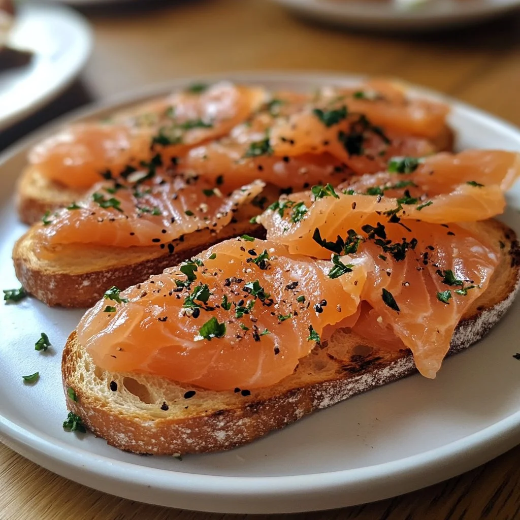 Aperitivos elegantes de canapés de salmón en un plato