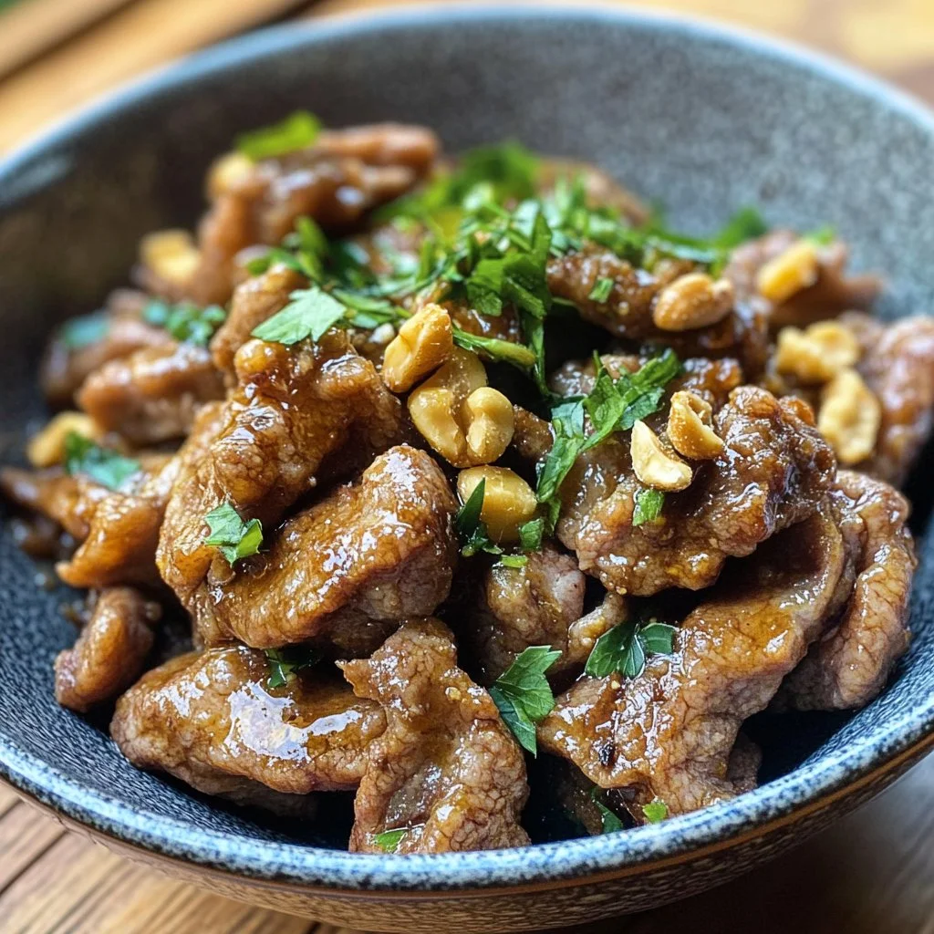 Platillo delicioso de Carne de Nuez con guarnición