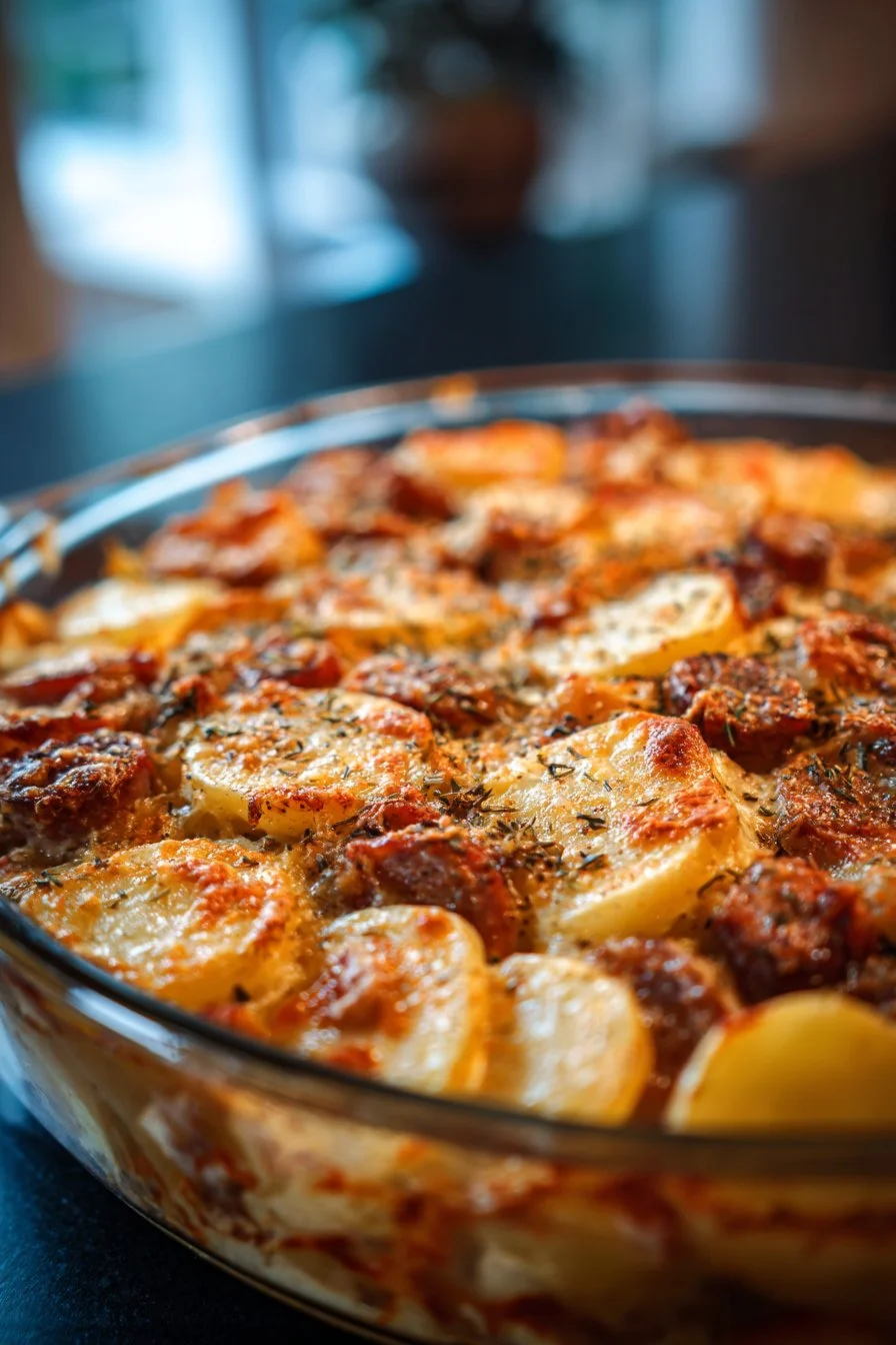 Cazuela de Salchichas y Papas en Olla de Cocción Lenta