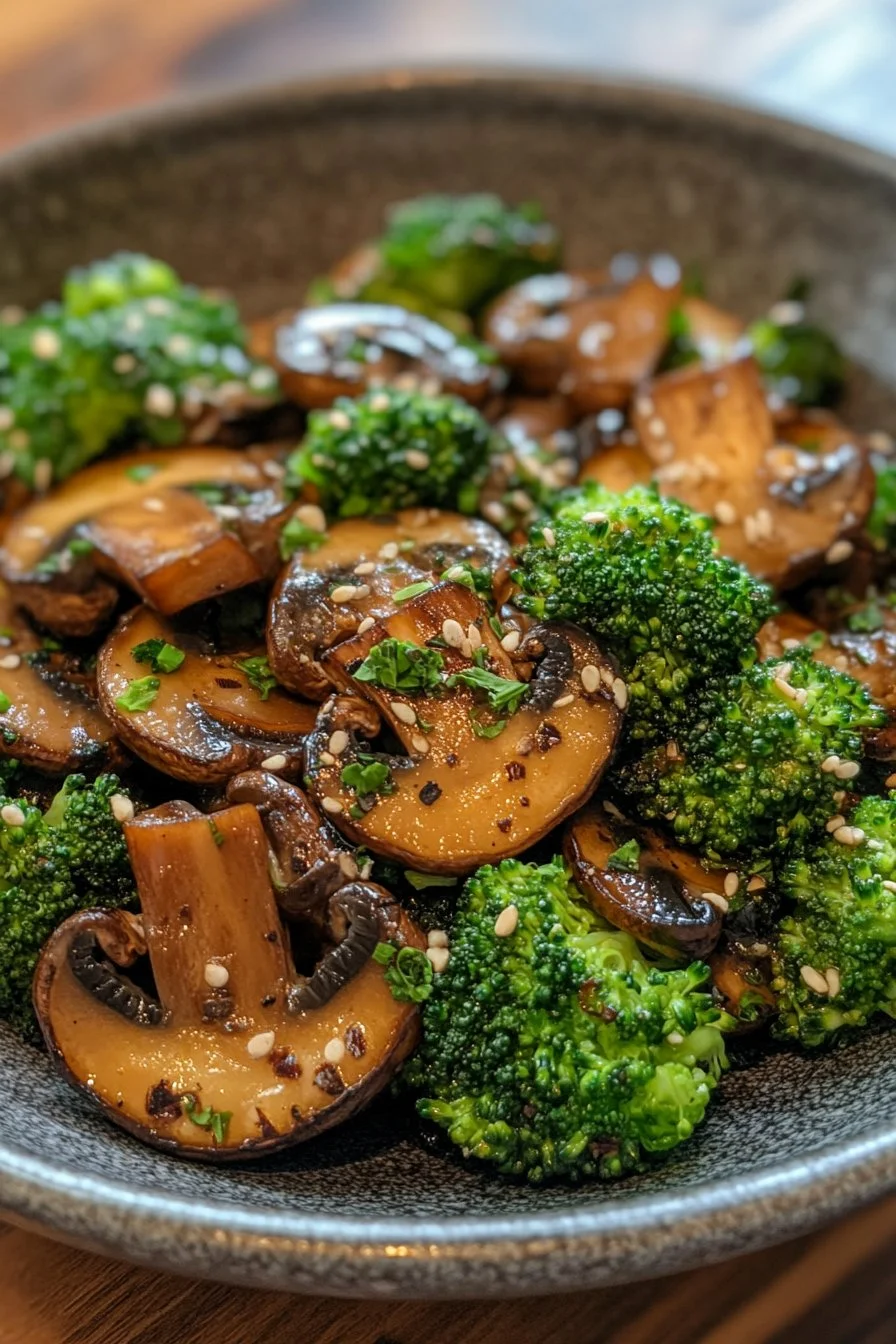 Champiñones salteados con brócoli