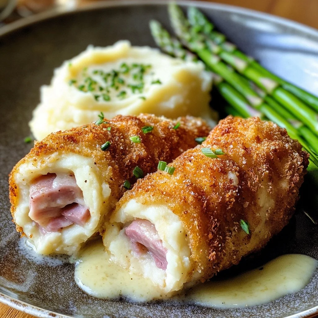 Delicious Chicken Blue Ribbon dish garnished and prepared for serving.