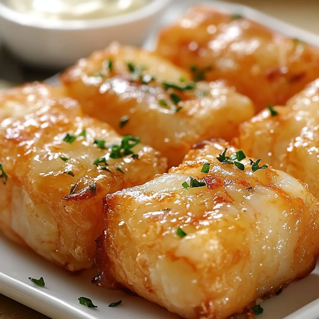 Cigarrillos crujientes de camarones y ajo servidos en un plato