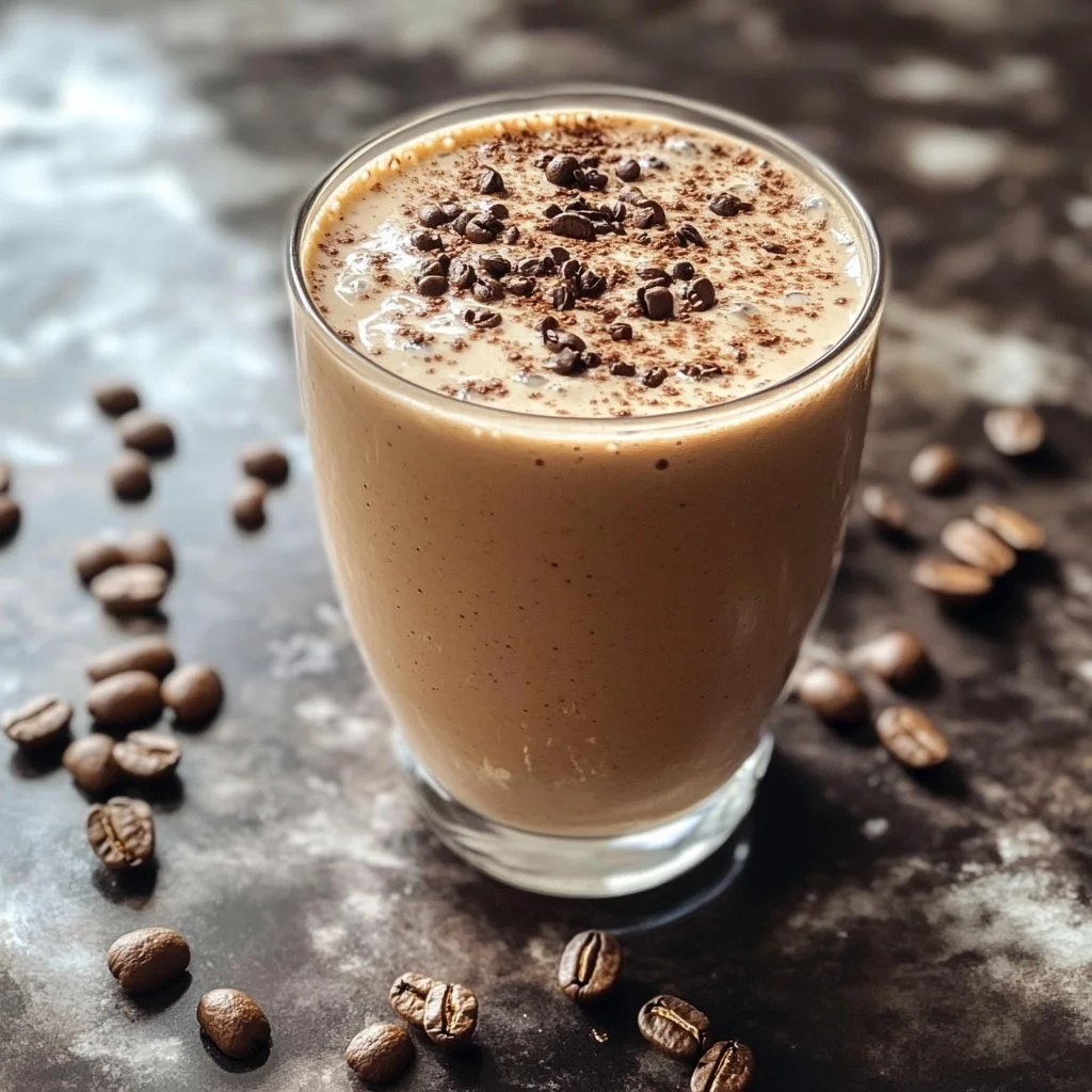 Coffee smoothie without banana recipe with fresh ingredients and coffee