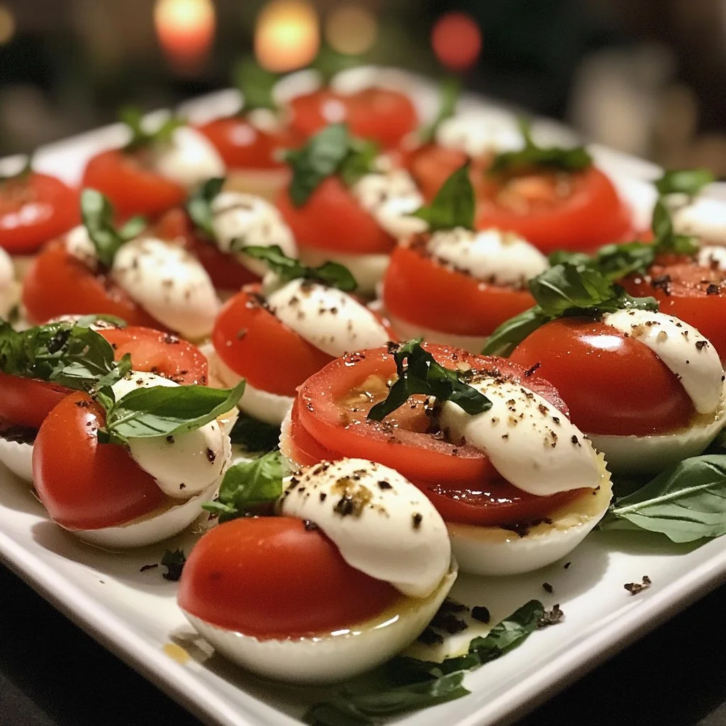 Copas de ensalada caprese mini decoradas para la Navidad