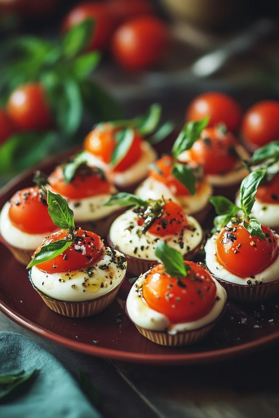 Copas de Ensalada Caprese Mini de Navidad