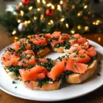 Corona de Bruschetta de Salmón Ahumado Navideña