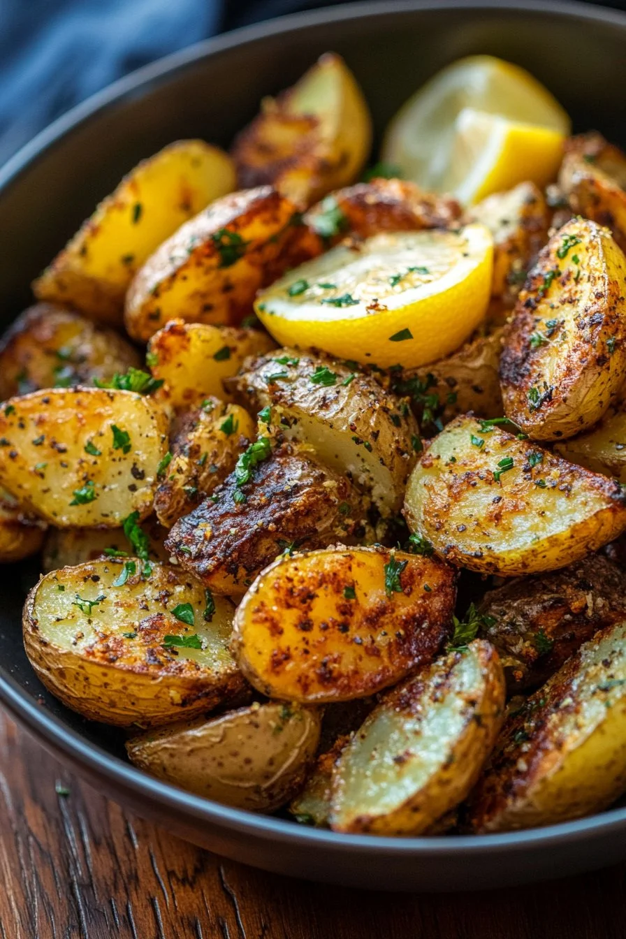Crispy 4 Ingredient Air Fryer Greek Lemon Potatoes