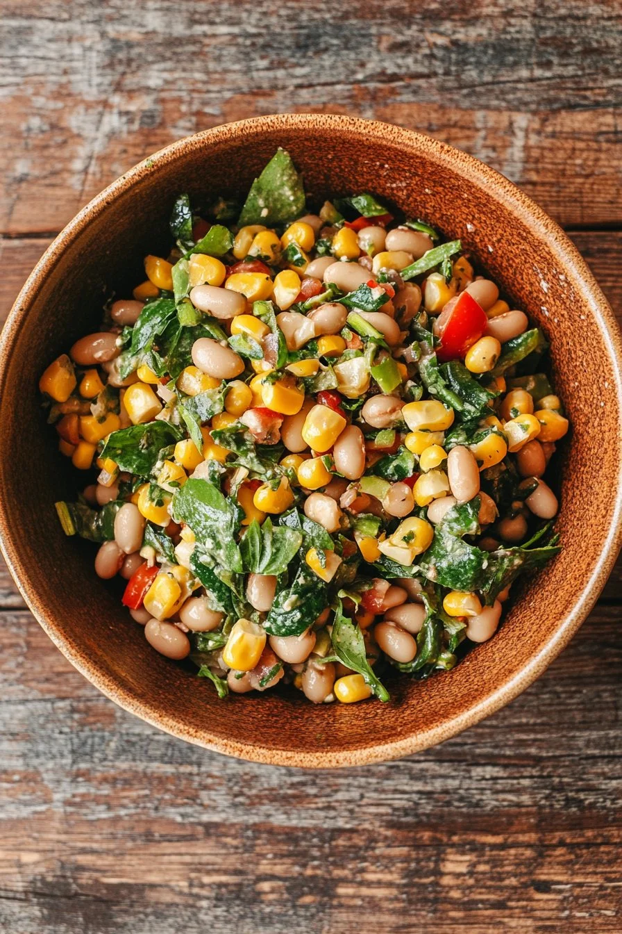 Receta de Ensalada de Frijoles Blancos y Maíz con Proteína