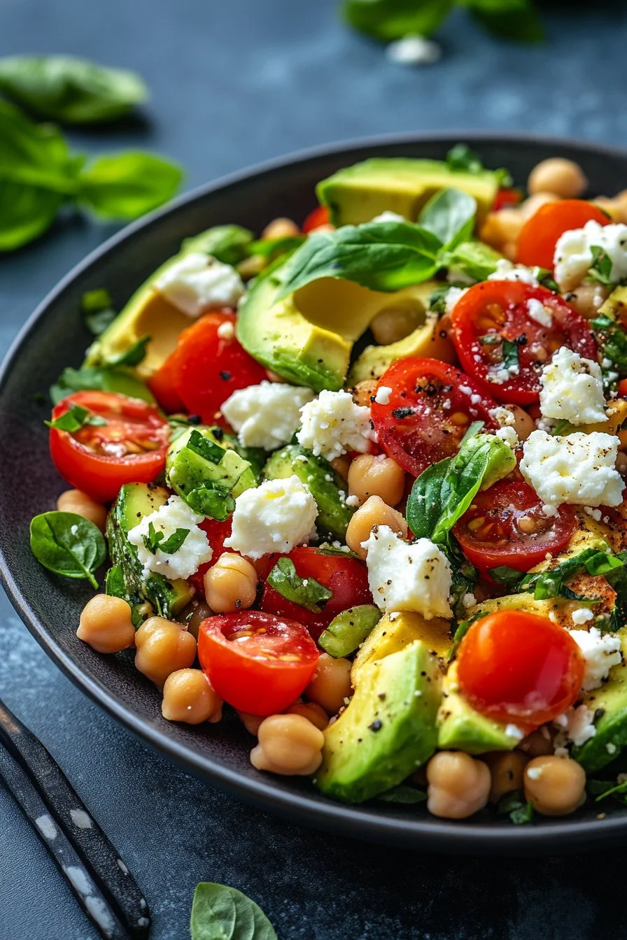 Ensalada de Garbanzos, Feta y Aguacate
