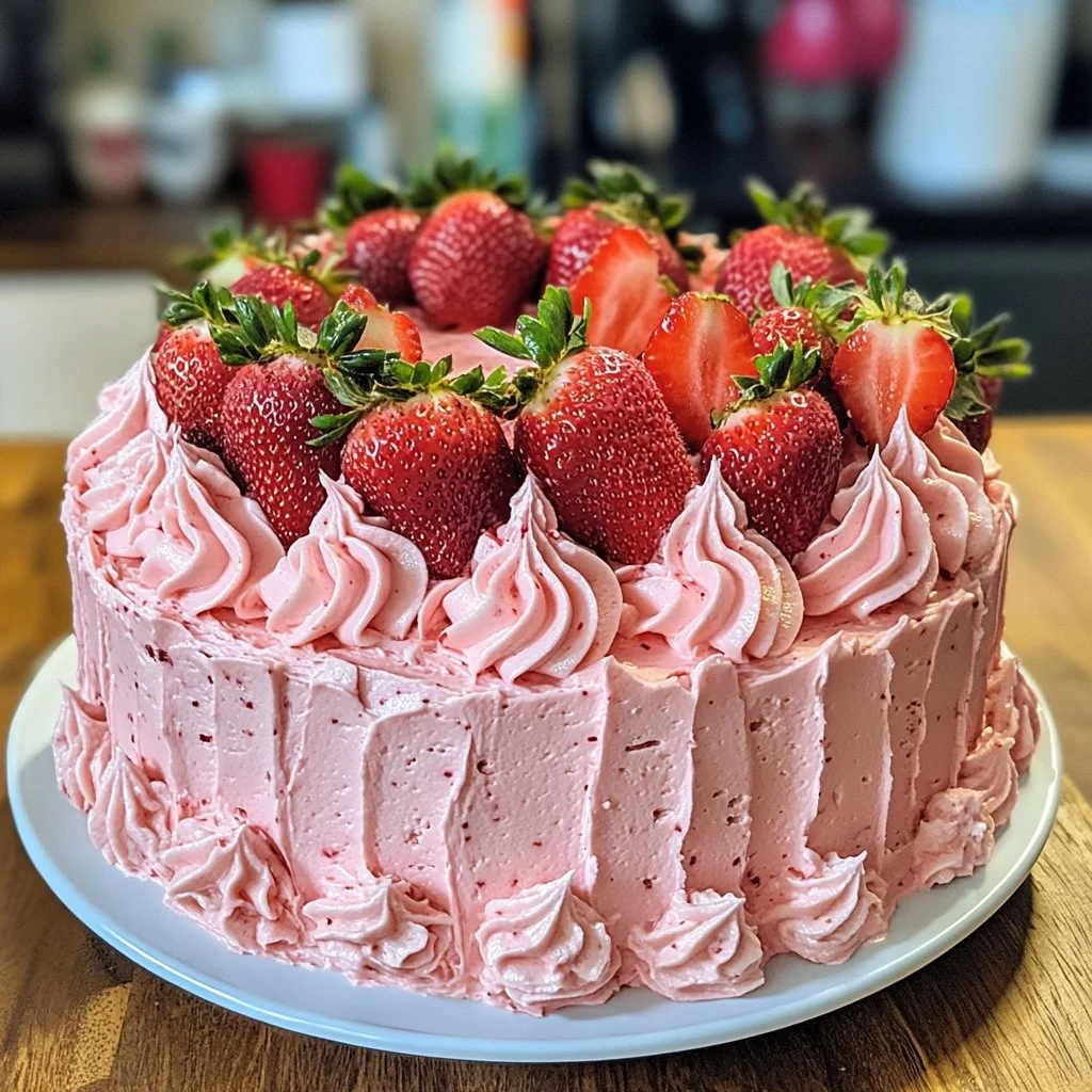 Glaseado de queso crema con fresas frescas sobre un pastel