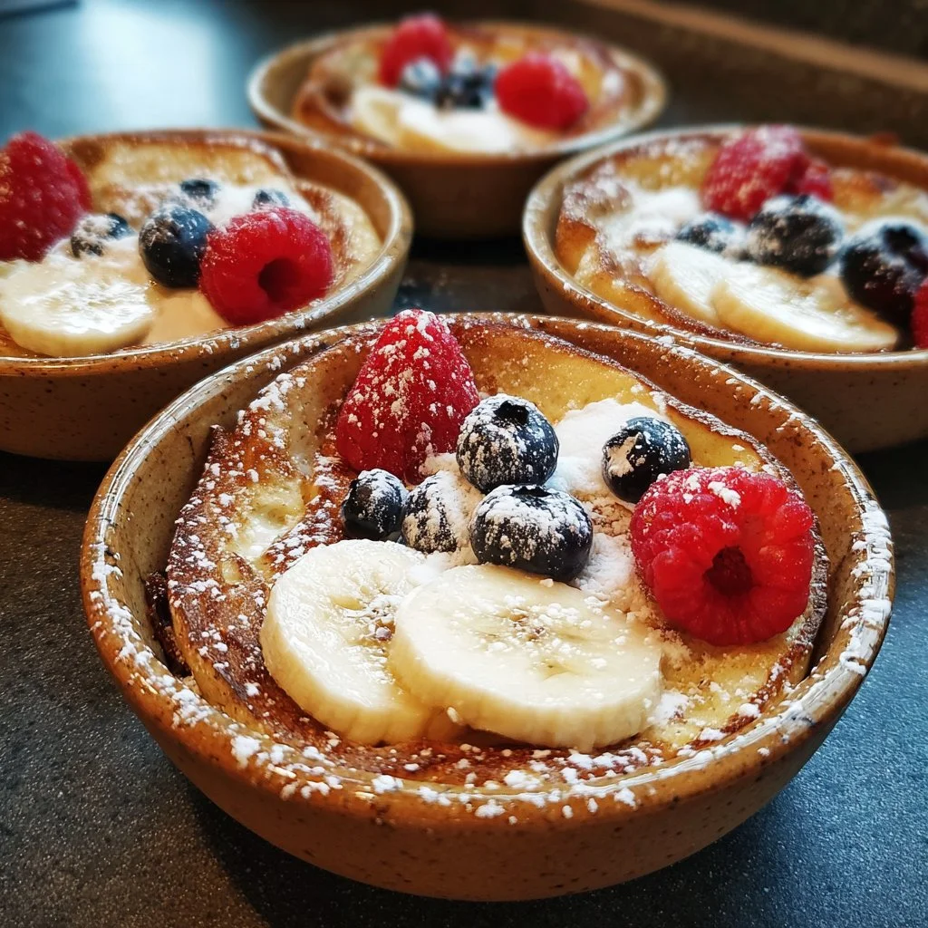 Bowls individuales de pancakes de proteína al horno