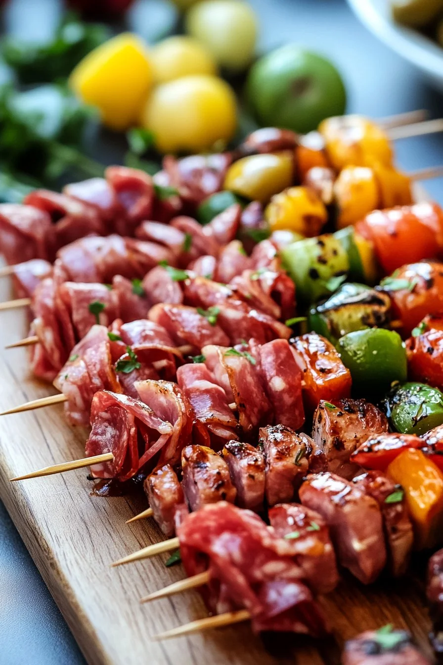 Mini Brochetas de Charcutería – Aperitivo para Fiesta Fácil Sin Cocción