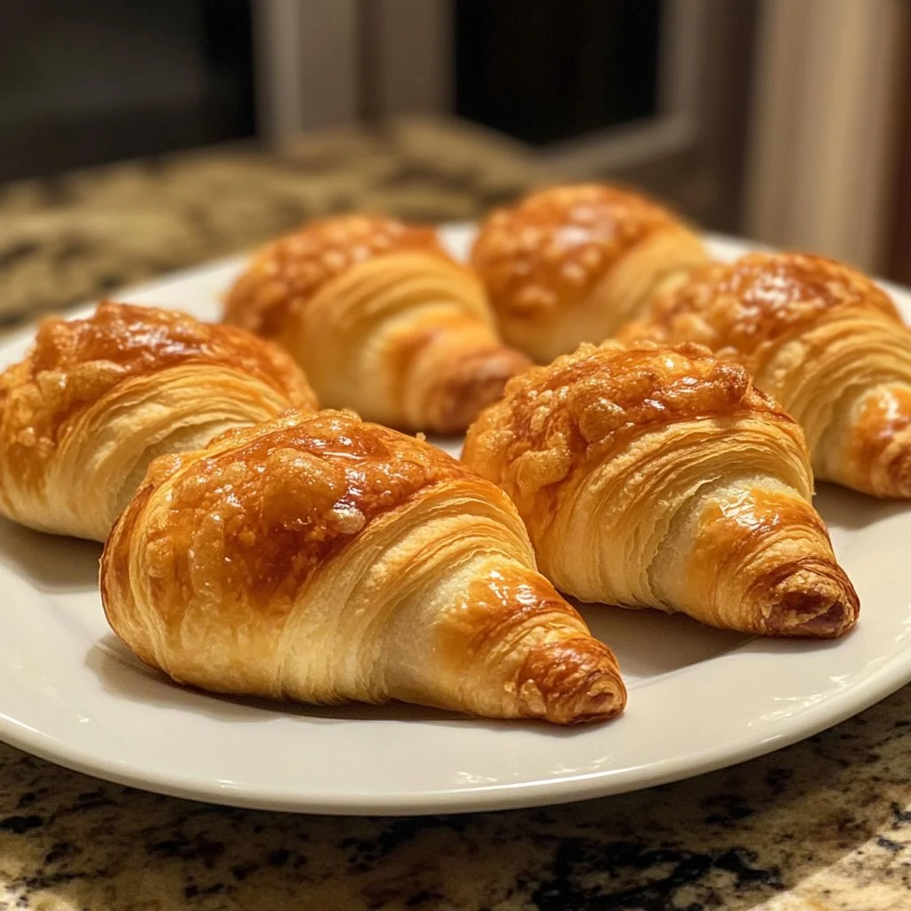 Mini croissants rellenos de chocolate y crema