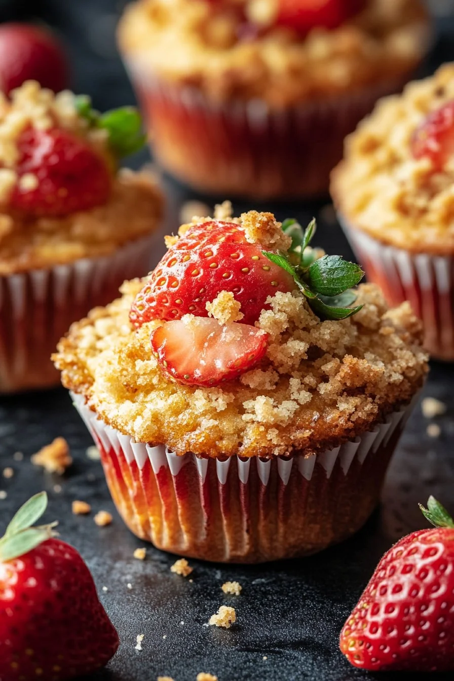 Muffins de Crumble de Fresa