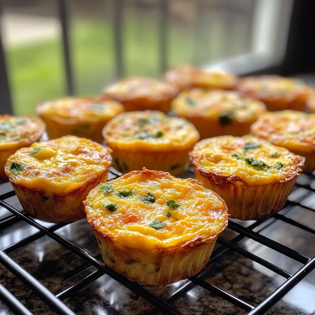 Muffins de huevo recién horneados en un plato.