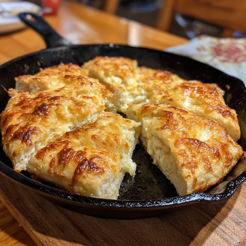 Pan plano de requesón recién horneado, ideal para una merienda saludable.