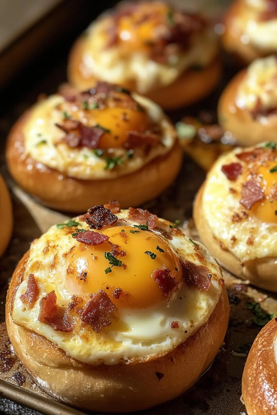 Panecillos rellenos de huevo, bacon y queso