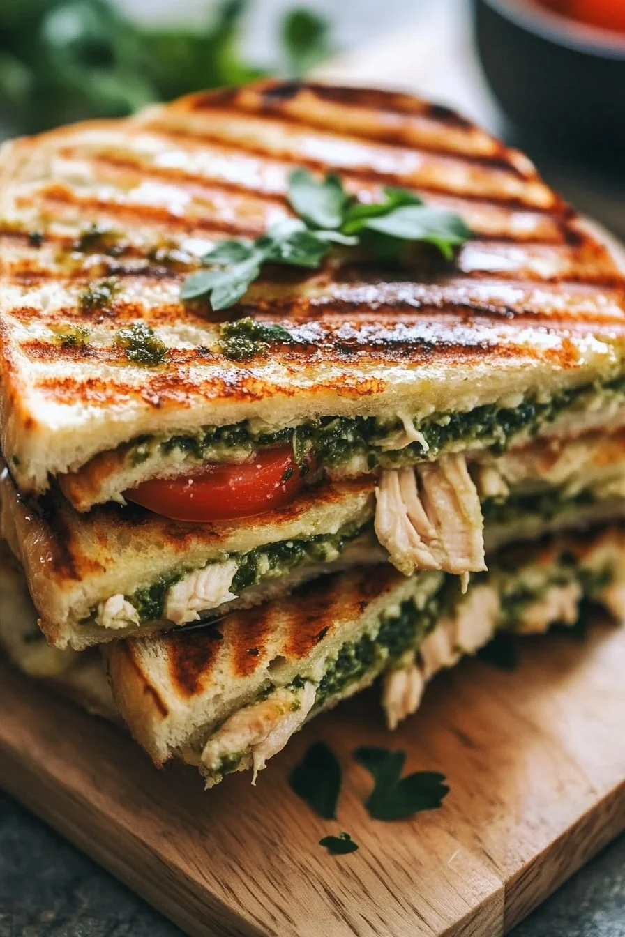 Panini de pollo pesto cargado