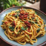 Pasta Vegana Cremosa con Tomates Secos al Sol