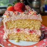 Pastel de Fresa y Vainilla decorado con fresas frescas