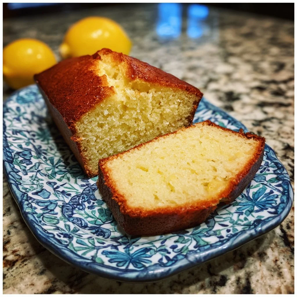 Pastel de yogur de limón decorado en un plato blanco