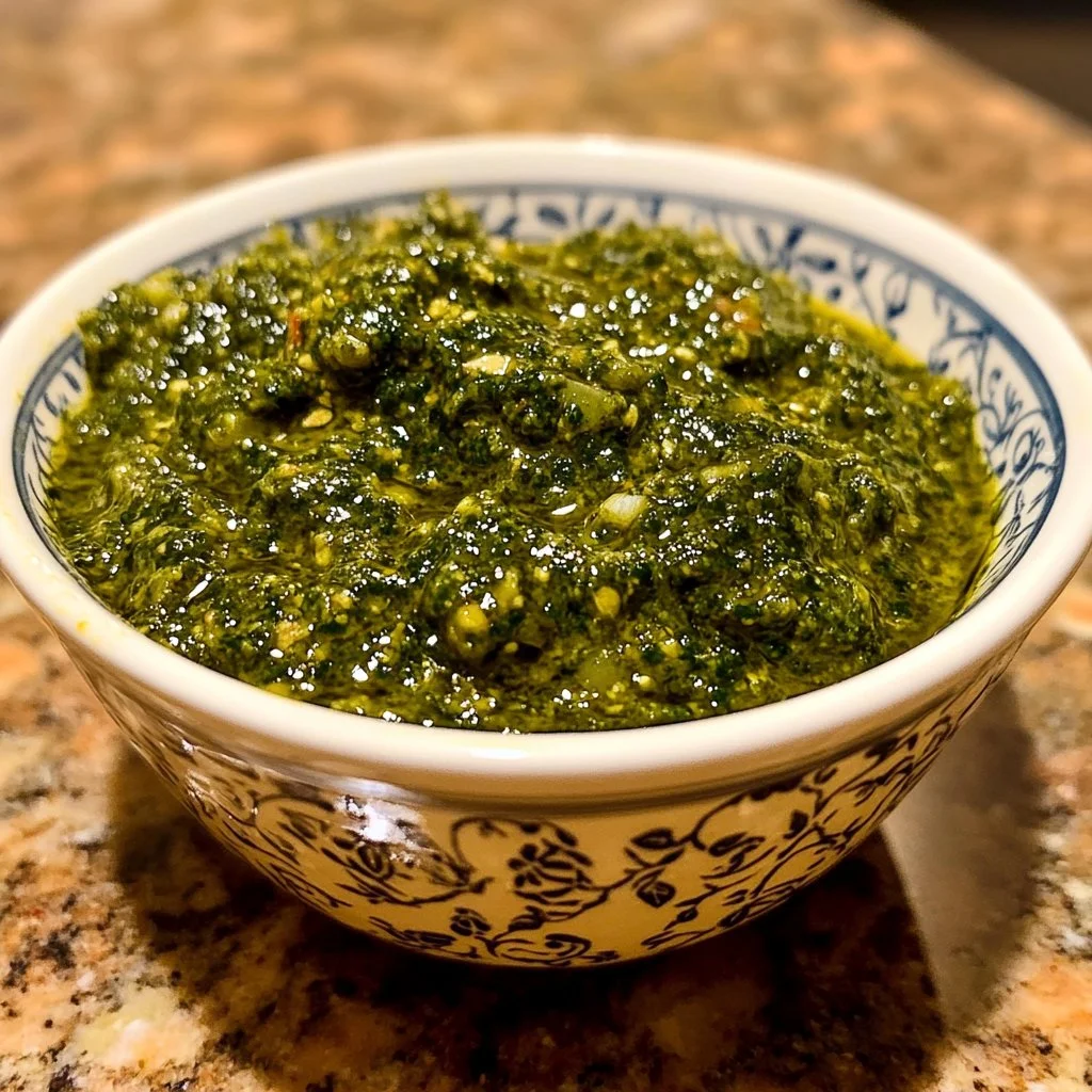 Receta de pesto casero con albahaca, piñones, ajo y aceite de oliva