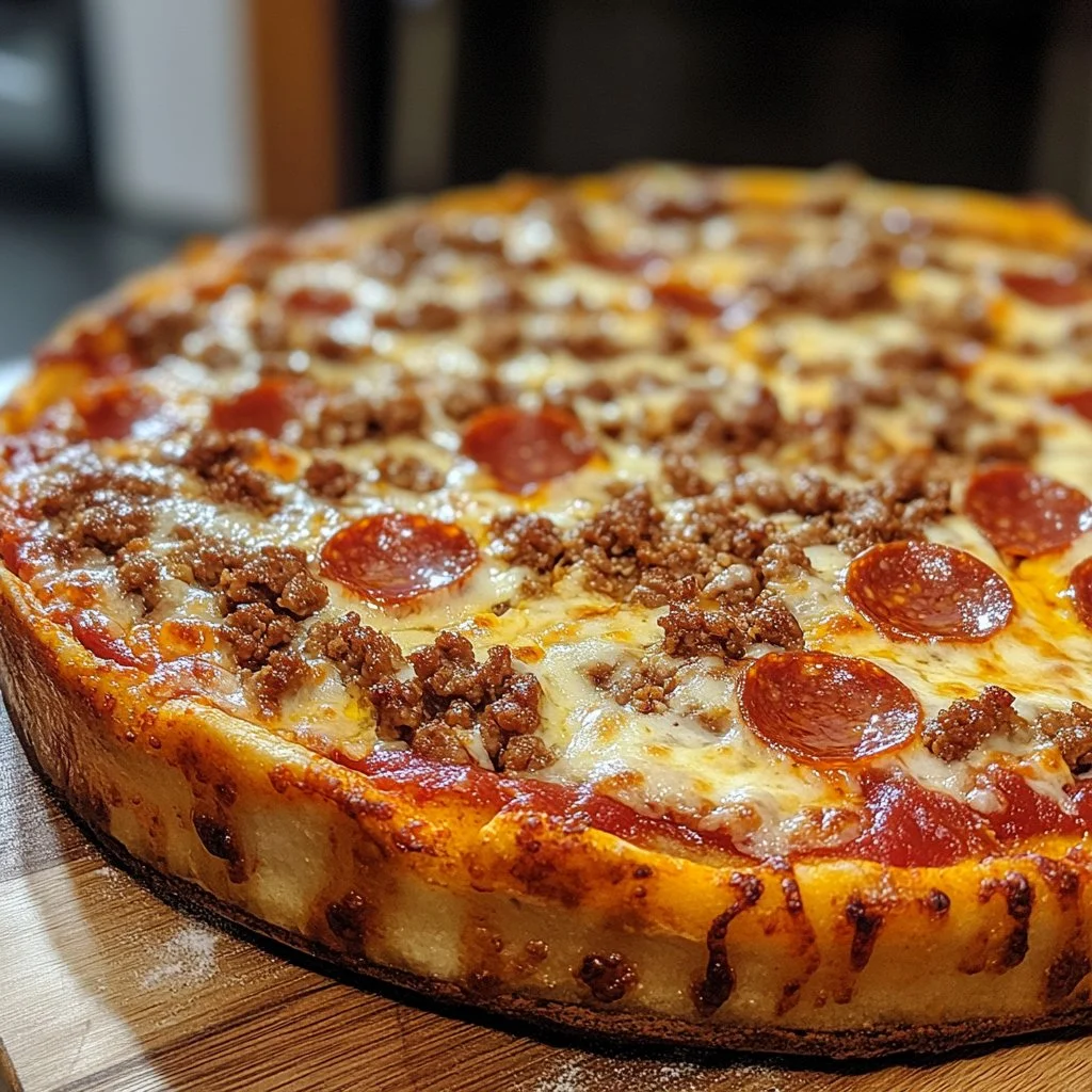 Pizza estilo Chicago casera con ingredientes frescos y sabor irresistible