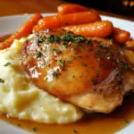 Pollo Cremoso con Hierbas, Puré de Patatas y Zanahorias Glaseadas