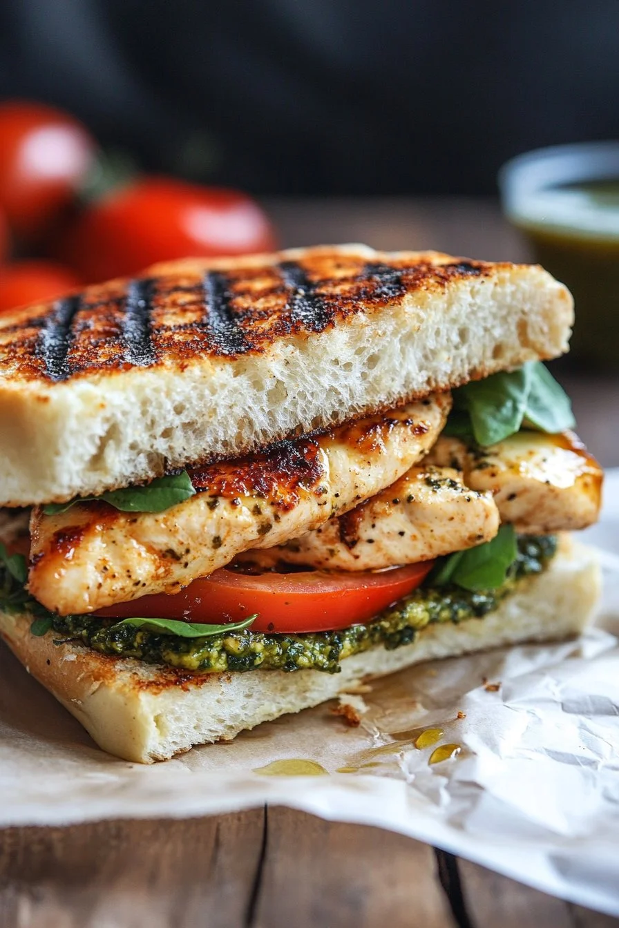 Sándwich de pollo al pesto