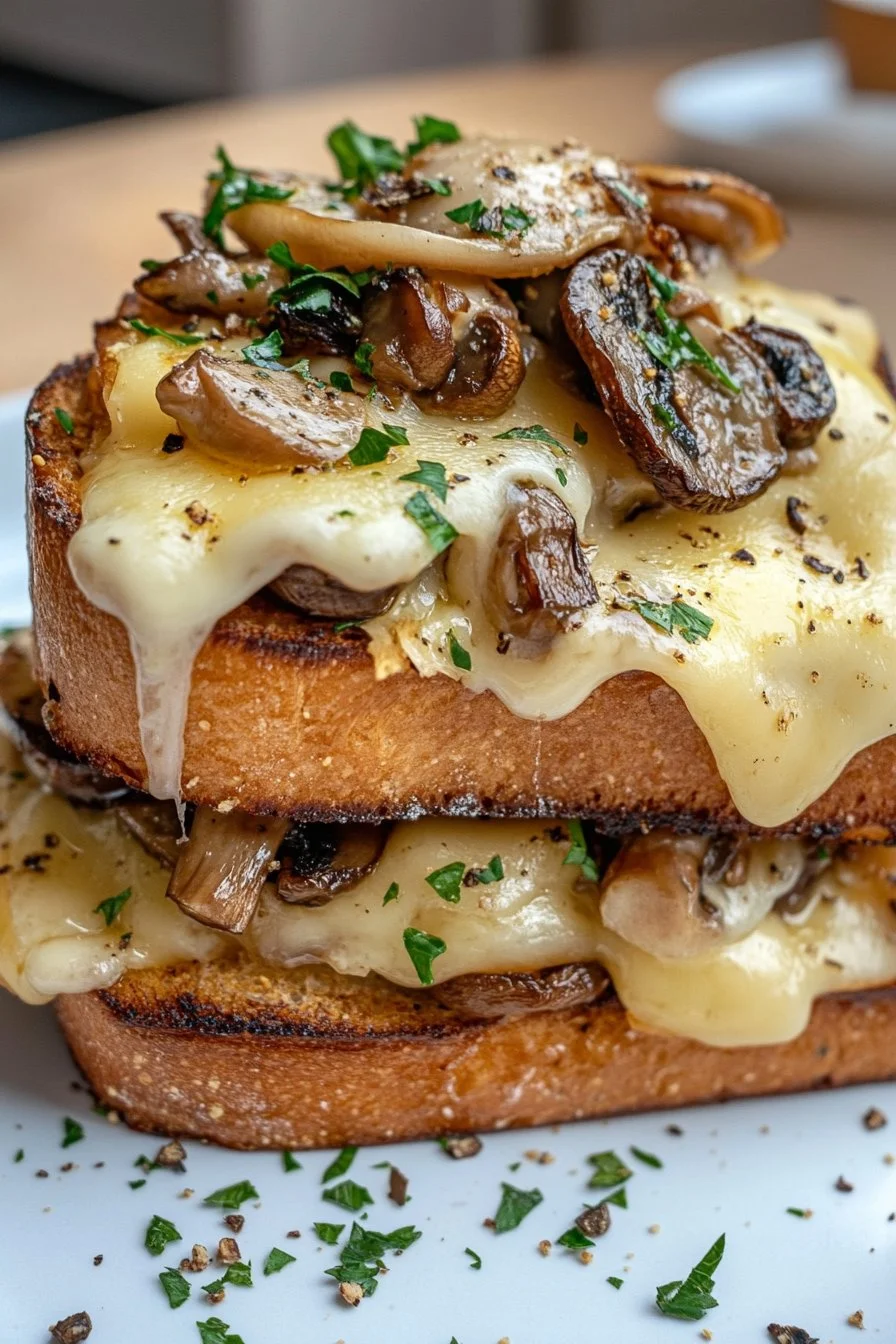 Sándwich de Queso Fundido con Champiñones