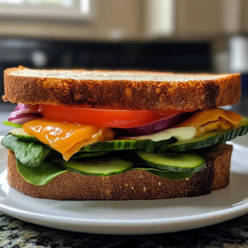 Sándwich de verduras frescas de Laura, saludable y sabroso.