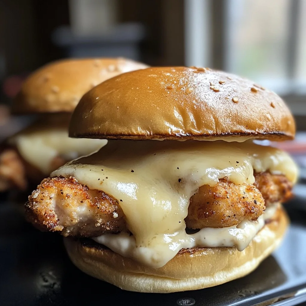 Sándwiches de pollo y queso recién preparados y deliciosos