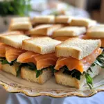 Sándwiches de té de salmón ahumado para Pascua rápidos