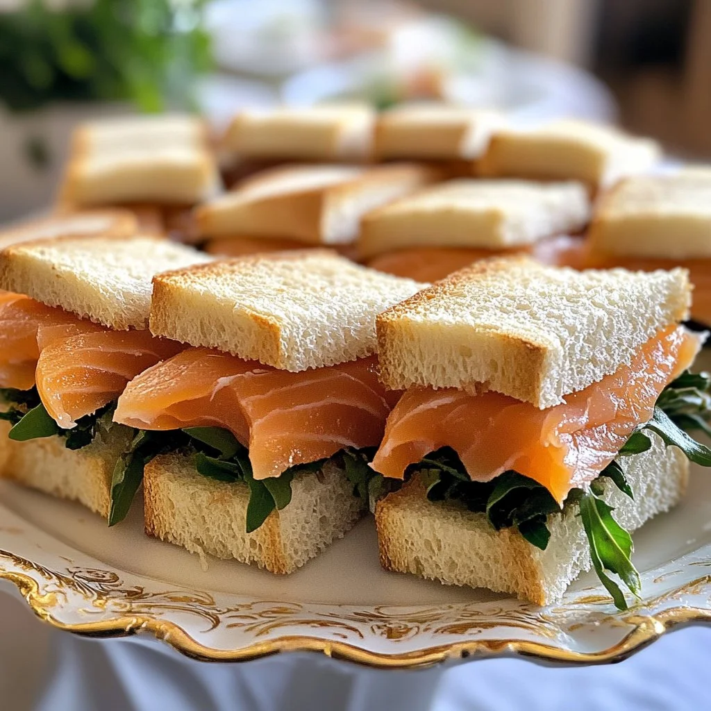 Sándwiches de salmón ahumado para té en Pascua rápidos y fáciles de preparar